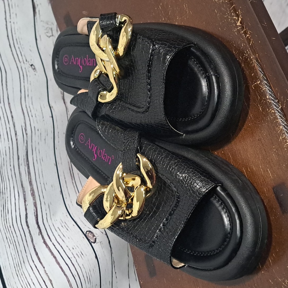 NWT Ango Lan Non Slip Thick Black Sandals-9
